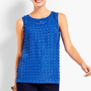 NWT Talbots RSVP Royal Blue Tank Boxy Top appliqué blue gold rimmed circles LP